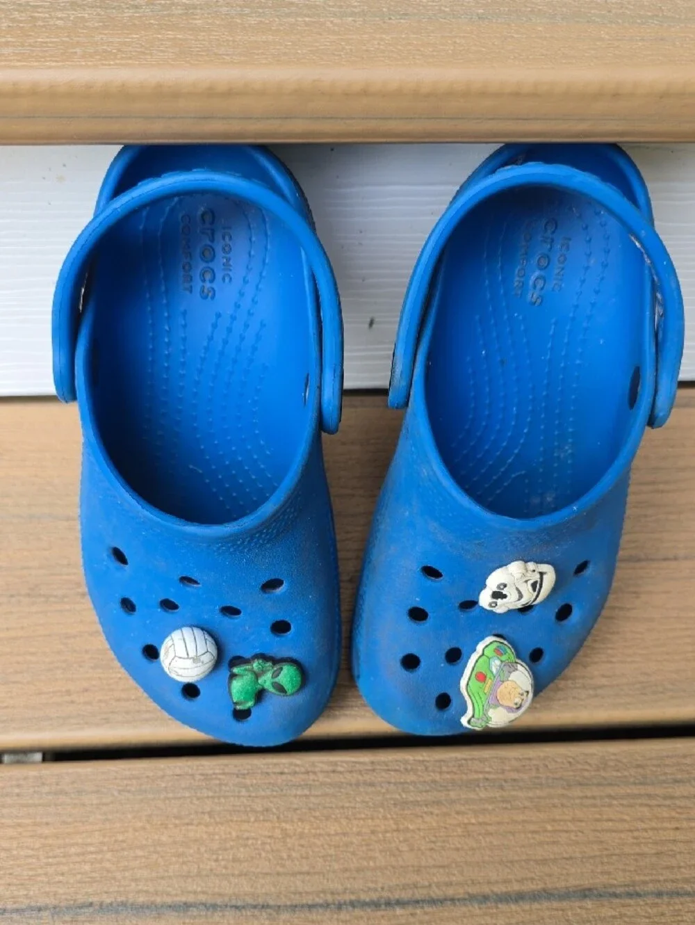 Crocs Kids Blue Slip-On Sandal Clogs with Charm Accents